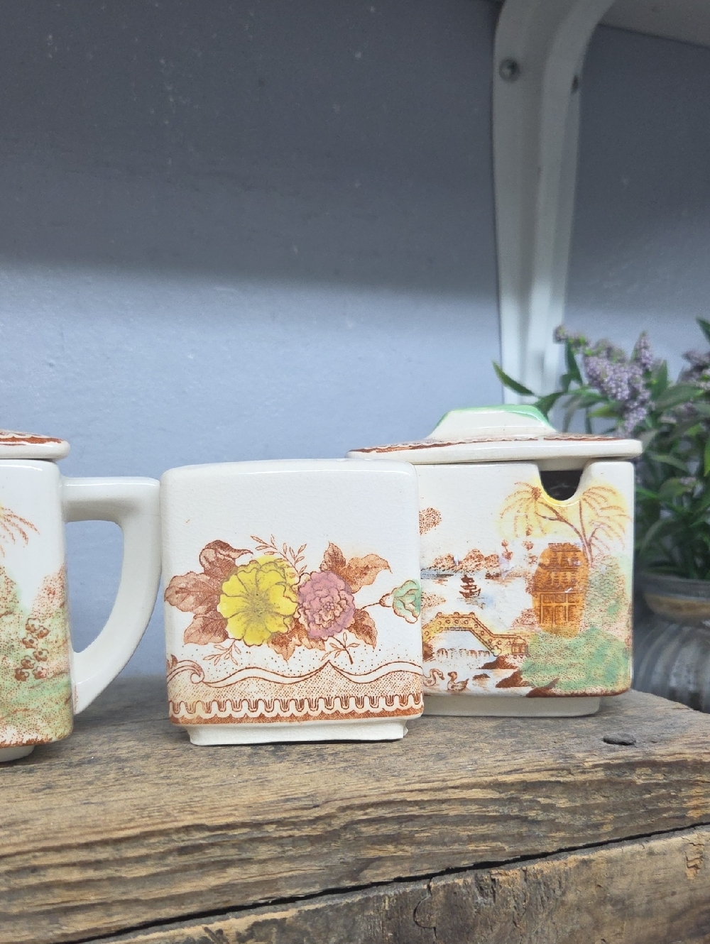 Vintage Brown & Richie Oriental Garden Condiment Set - Picture 4 of 13